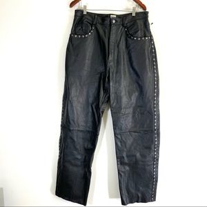 Julian Black Leather Studded Pants Size 